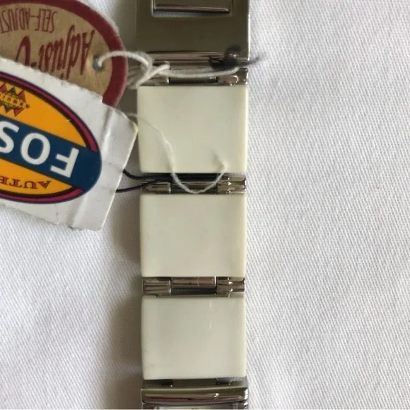 Fossil ES2050 MOP Dial White Ceramic Stainless Steel Link Watch